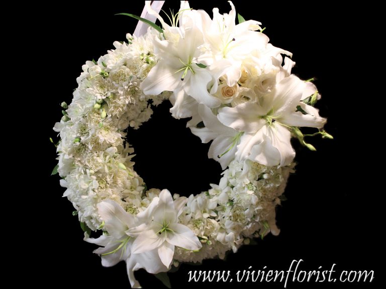 White elegant funeral wreath