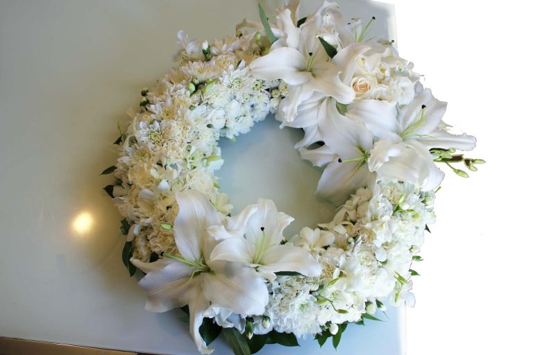 White elegant funeral wreath