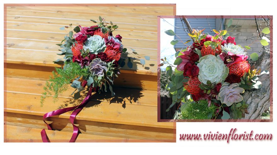 Burgundy Cascading Bridal Bouquet