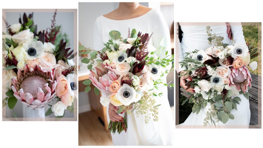 Stunning King Protea wedding bouquet in Montreal