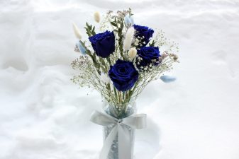 Blue Eternal Roses in Glass Vase