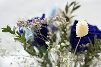 Blue Eternal Roses in Glass Vase
