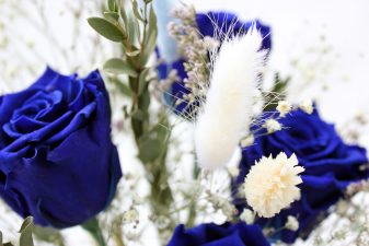 Blue Eternal Roses in Glass Vase