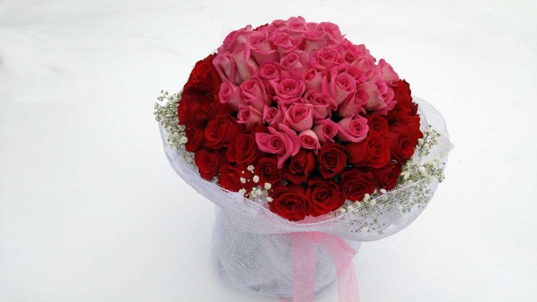 Glamorous 99 red & pink roses bouquet