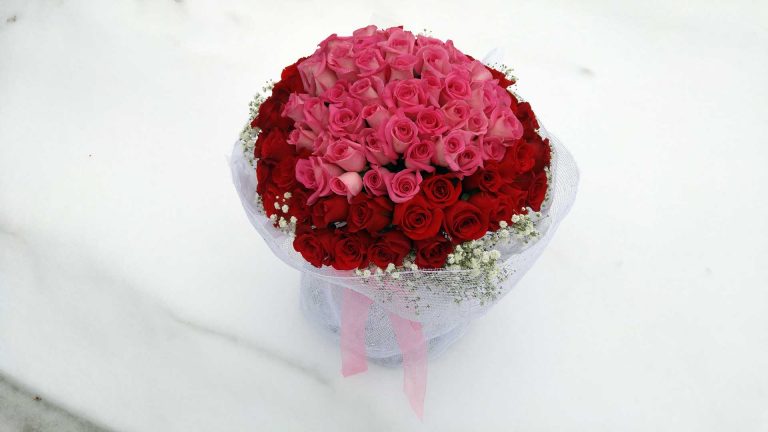 Glamorous 99 red & pink roses bouquet