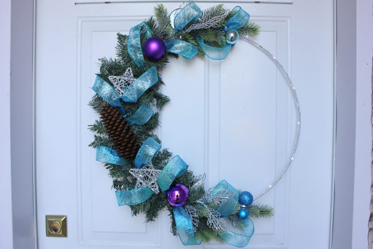 Handmade prelit frosty shiny wreath