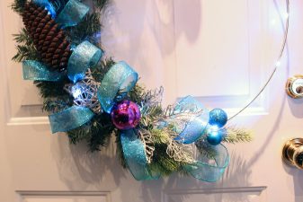 Handmade prelit frosty shiny wreath