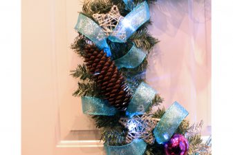 Handmade prelit frosty shiny wreath