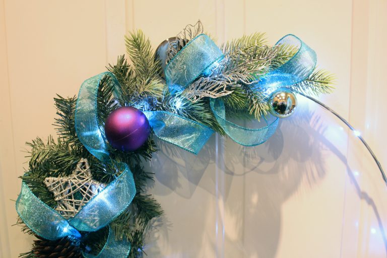 Handmade prelit frosty shiny wreath