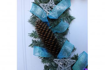 Handmade prelit frosty shiny wreath
