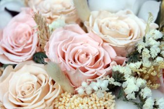 Peach and cream preserved flowers bouquet Montreal