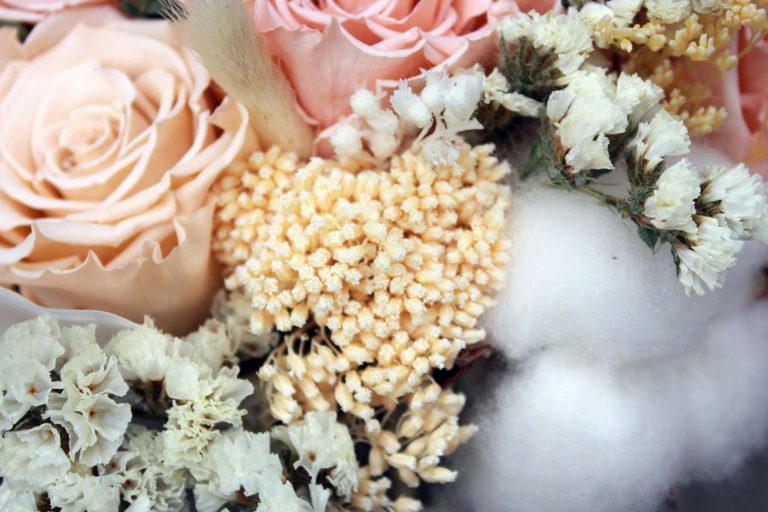 Peach and cream preserved flowers bouquet Montreal