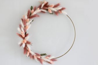 Pink preserved bunny tails wreath