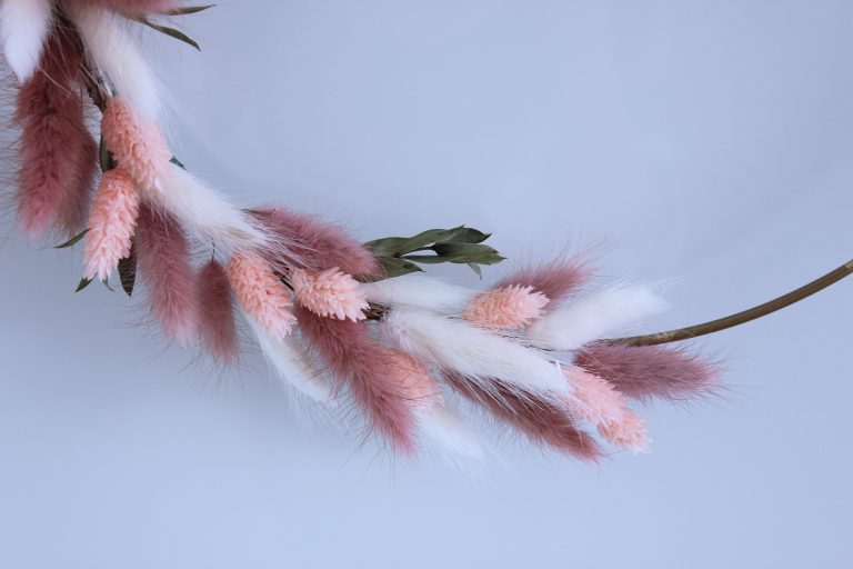 Pink preserved bunny tails wreath