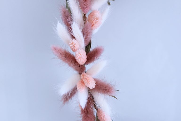 Pink preserved bunny tails wreath