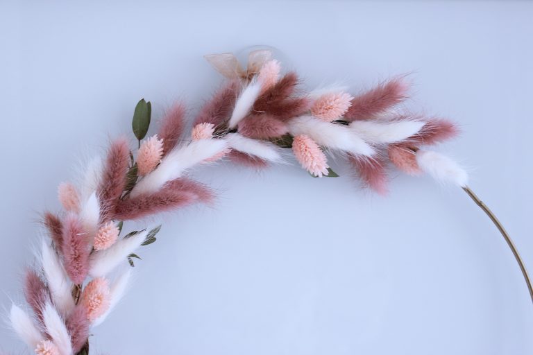 Pink preserved bunny tails wreath