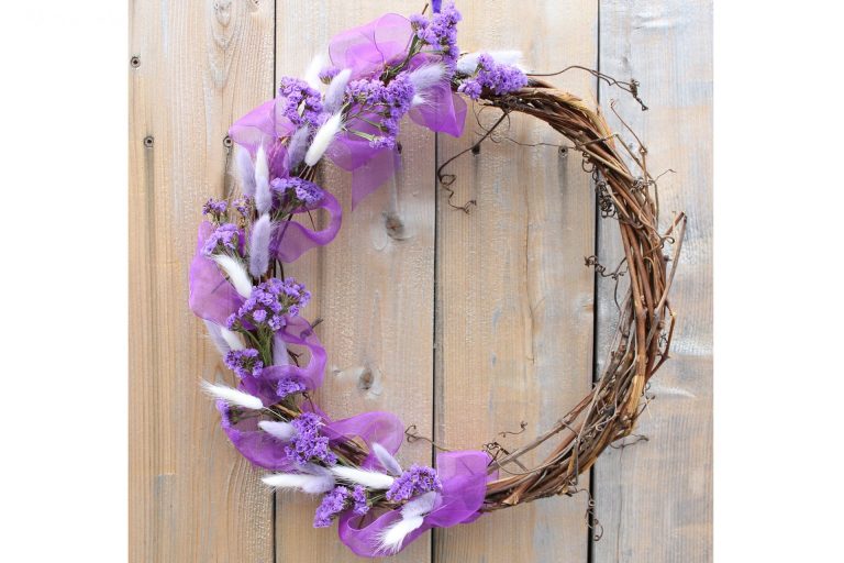 Romantic purple bunny tail wreath