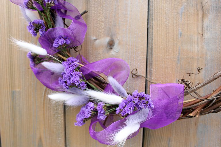 Romantic purple bunny tail wreath