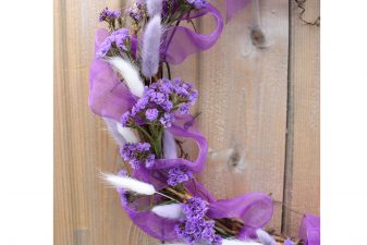 Romantic purple bunny tail wreath