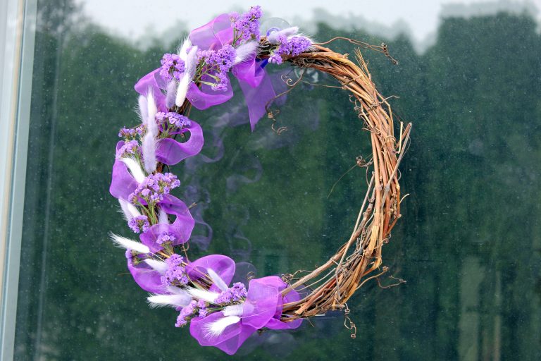 Romantic purple bunny tail wreath