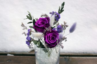 Purple Eternal Roses in a Vase