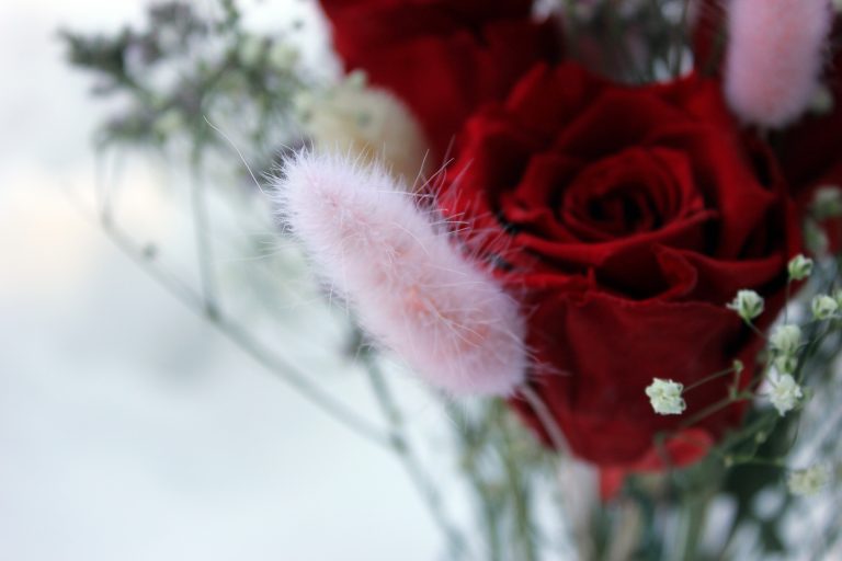 Red Eternal Roses in Glass Vase