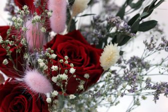 Red Eternal Roses in Glass Vase