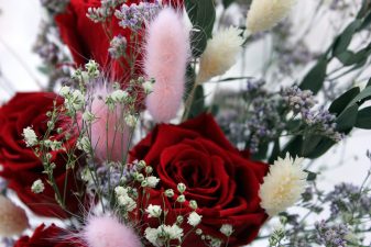 Red Eternal Roses in Glass Vase