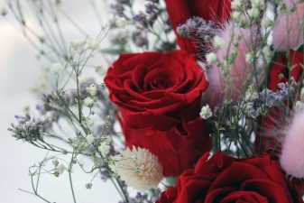 Red Eternal Roses in Glass Vase