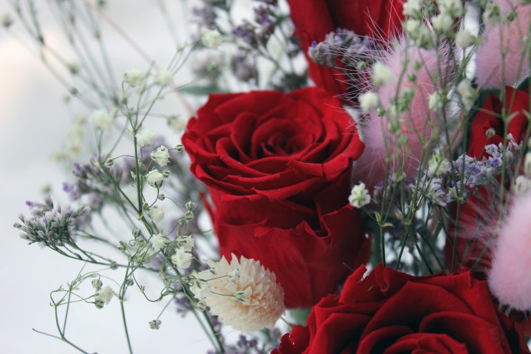 Red Eternal Roses in Glass Vase