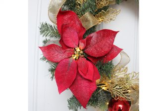 Glamorous red poinsettia golden wreath