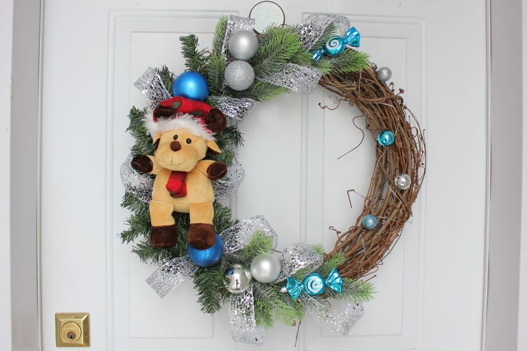 Cute handmade reindeer grapevine wreath